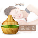 300ML USB Wood Grain Aroma Diffuser with 7 LED Lights