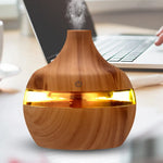 300ML USB Wood Grain Aroma Diffuser with 7 LED Lights